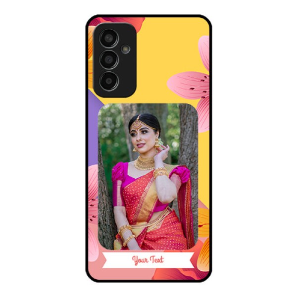 Galaxy F13 Custom Glass Mobile Case - 3 Image With Vintage Floral Design