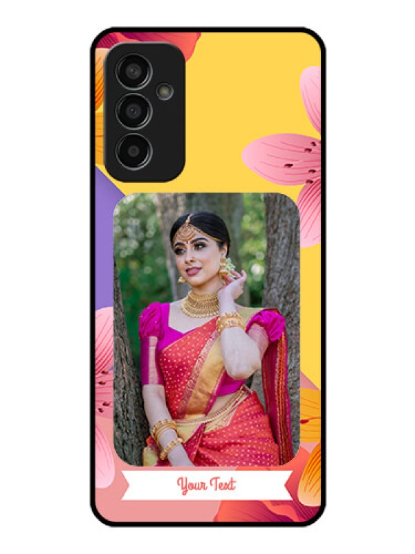 Custom Galaxy F13 Custom Glass Mobile Case - 3 Image With Vintage Floral Design