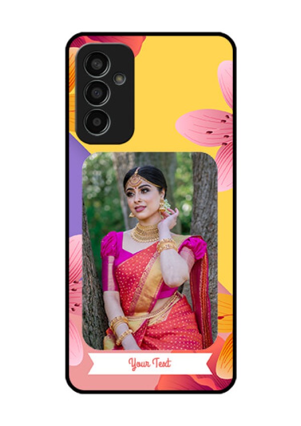 Galaxy F13 Custom Glass Mobile Case - 3 Image With Vintage Floral Design