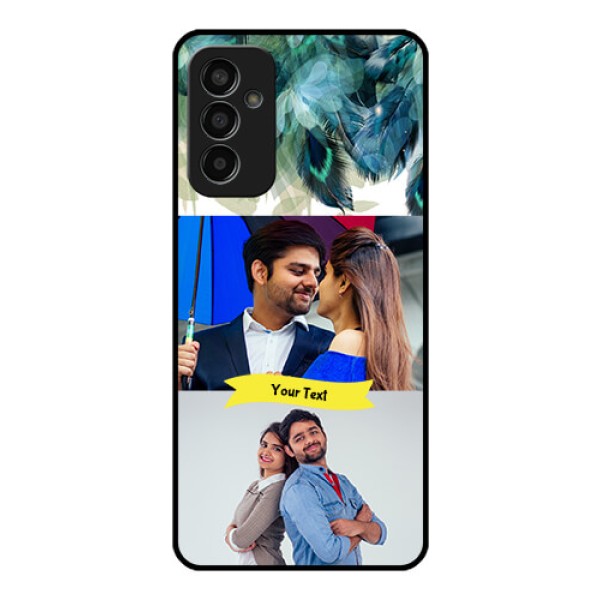Galaxy F13 Personalized Glass Phone Case - Image with Boho Peacock Feather Design Galaxy F13 Personalized Glass Phone Case - Image with Boho Peacock Feather Design
