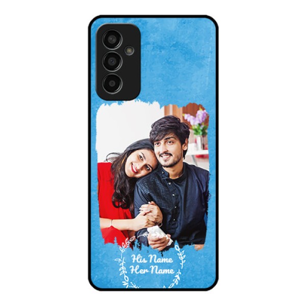 Galaxy F13 Custom Glass Phone Case - Blue Color Vintage Design Galaxy F13 Custom Glass Phone Case - Blue Color Vintage Design
