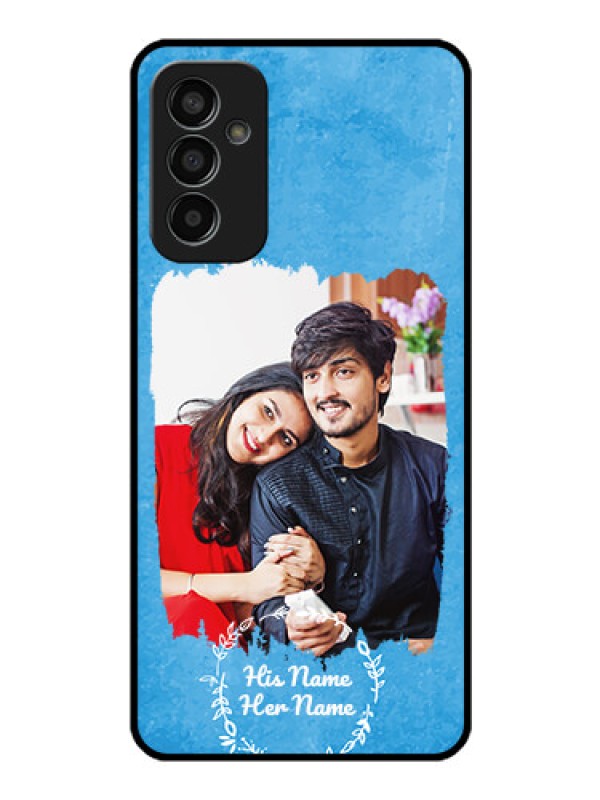 Custom Galaxy F13 Custom Glass Phone Case - Blue Color Vintage Design