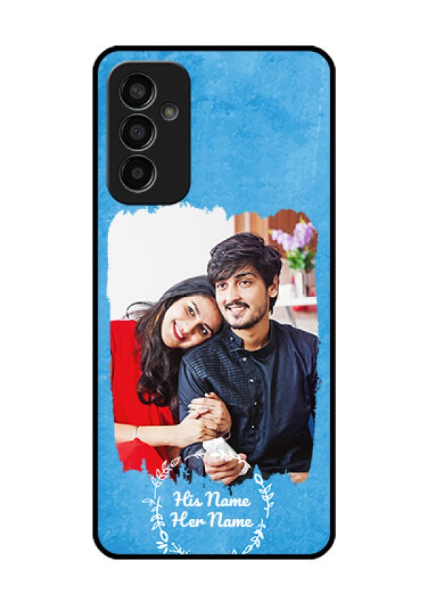 Galaxy F13 Custom Glass Phone Case - Blue Color Vintage Design