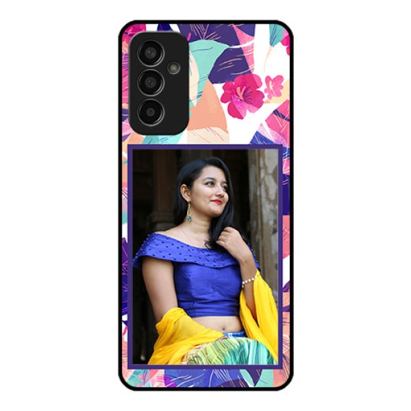 Galaxy F13 Custom Glass Mobile Case - Abstract Floral Design