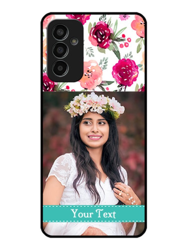 Custom Galaxy F13 Custom Glass Phone Case - Watercolor Floral Design