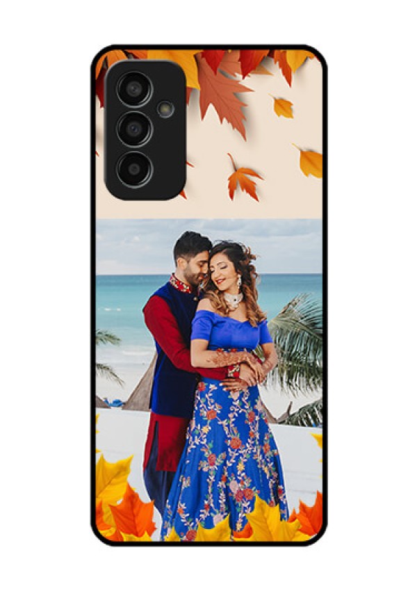 Galaxy F13 Photo Printing on Glass Case - Autumn Maple Leaves Design