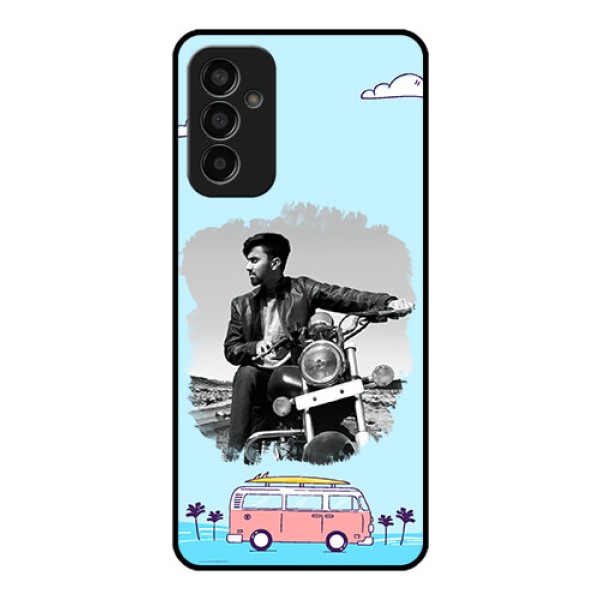 Galaxy F13 Photo Printing on Glass Case - Travel & Adventure Design