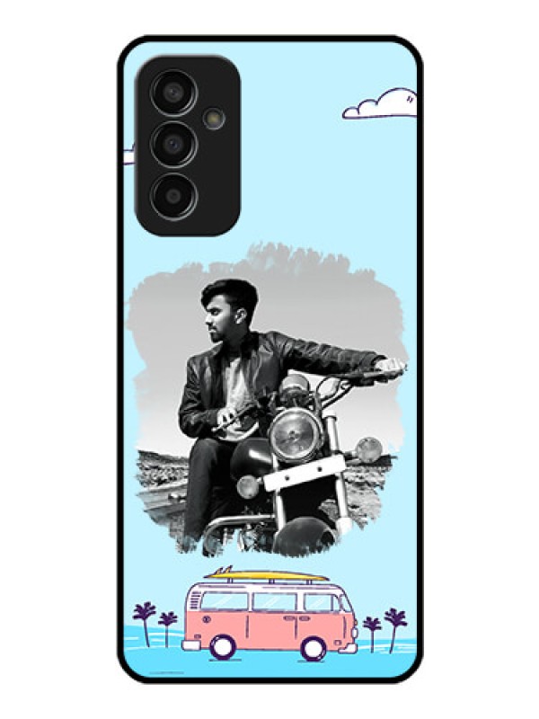 Custom Galaxy F13 Photo Printing on Glass Case - Travel & Adventure Design