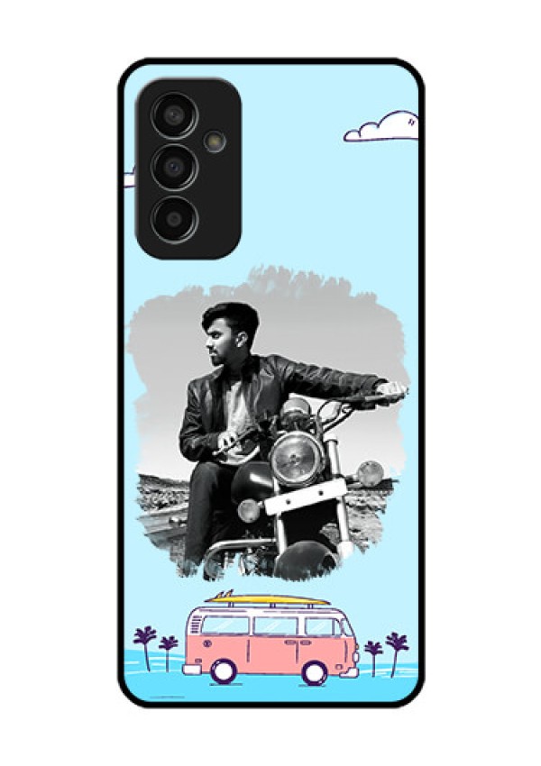 Galaxy F13 Photo Printing on Glass Case - Travel & Adventure Design