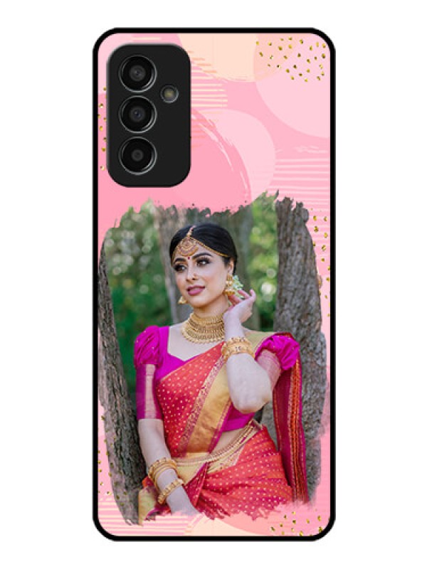 Custom Galaxy F13 Personalized Glass Phone Case - Gold Glitter Splash Design