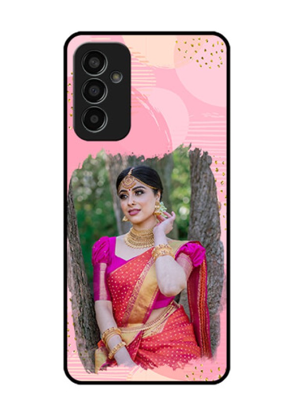 Galaxy F13 Personalized Glass Phone Case - Gold Glitter Splash Design