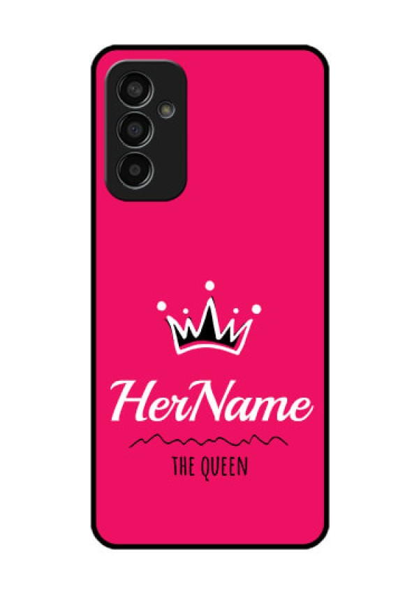 Galaxy F13 Glass Phone Case Queen with Name