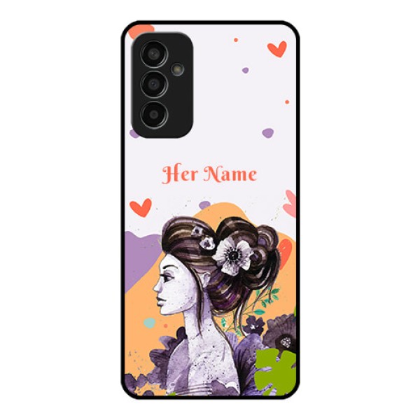Galaxy F13 Personalized Glass Phone Case - Woman And Nature Design