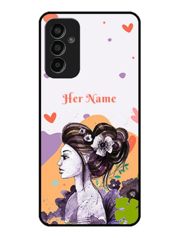 Custom Galaxy F13 Personalized Glass Phone Case - Woman And Nature Design