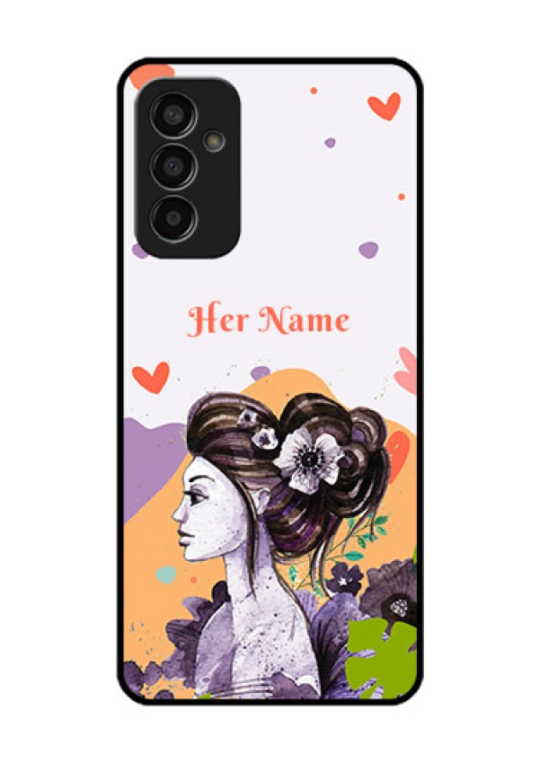 Galaxy F13 Personalized Glass Phone Case - Woman And Nature Design