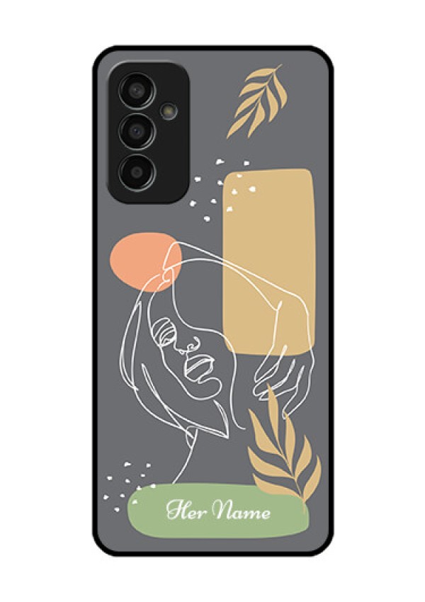 Galaxy F13 Custom Glass Phone Case - Gazing Woman line art Design