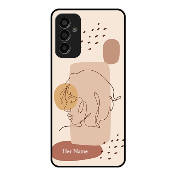 Galaxy F13 Photo Printing on Glass Case - Calm Woman line art Design Galaxy F13 Photo Printing on Glass Case - Calm Woman line art Design