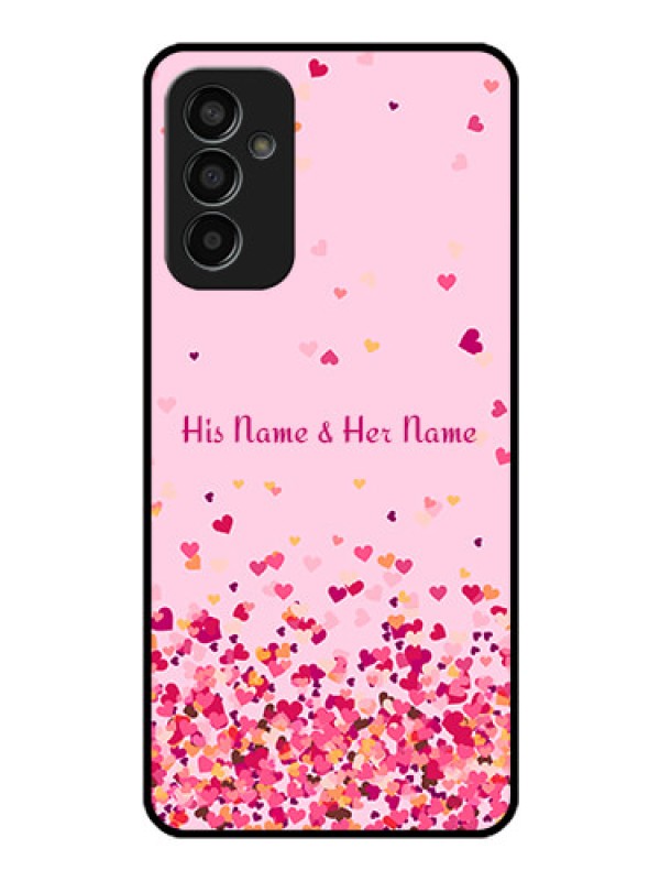 Custom Galaxy F13 Photo Printing on Glass Case - Floating Hearts Design