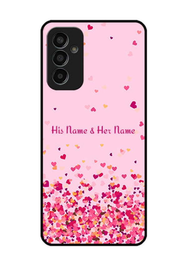 Galaxy F13 Photo Printing on Glass Case - Floating Hearts Design