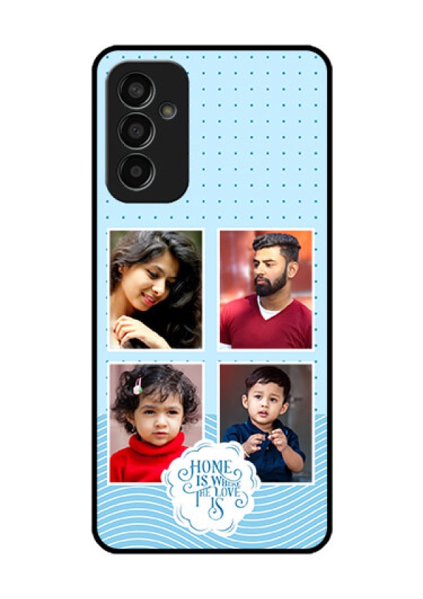Galaxy F13 Custom Glass Phone Case - Cute love quote with 4 pic upload Design