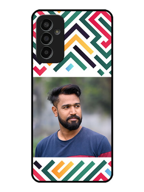 Custom Galaxy F13 Personalized Glass Phone Case - Colorful Maze Pattern Design