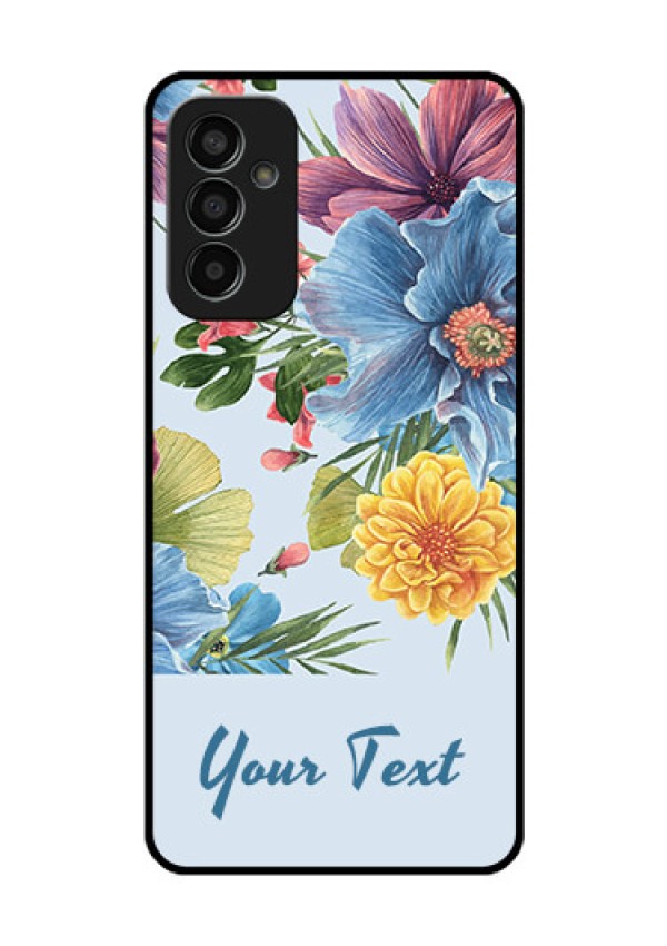 Galaxy F13 Custom Glass Mobile Case - Stunning Watercolored Flowers Painting Design