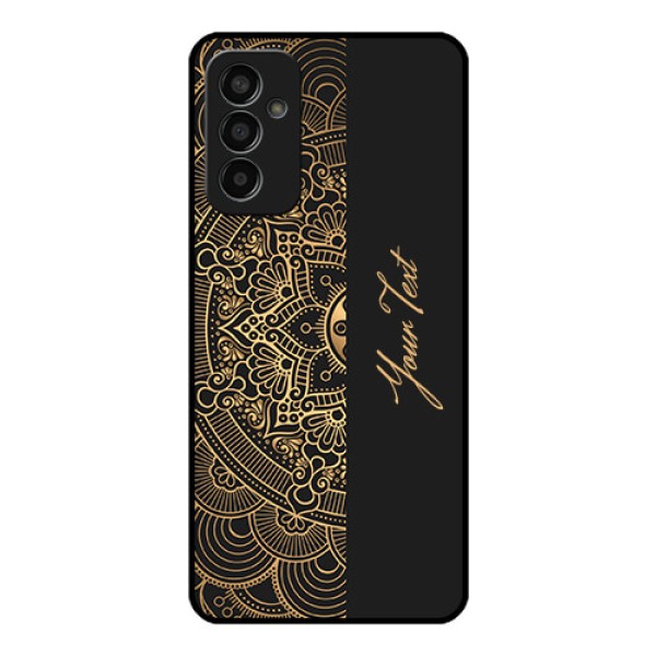 Galaxy F13 Photo Printing on Glass Case - Mandala art with custom text Design Galaxy F13 Photo Printing on Glass Case - Mandala art with custom text Design