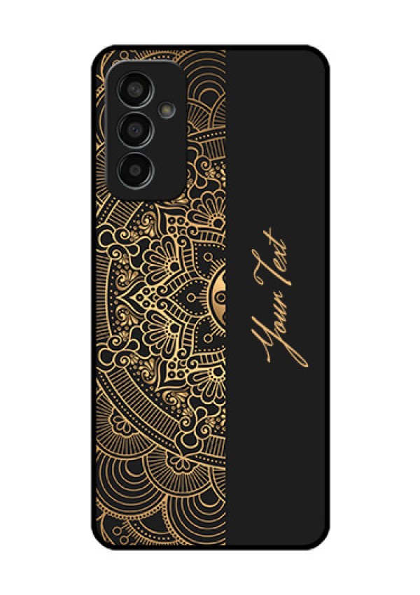 Galaxy F13 Photo Printing on Glass Case - Mandala art with custom text Design