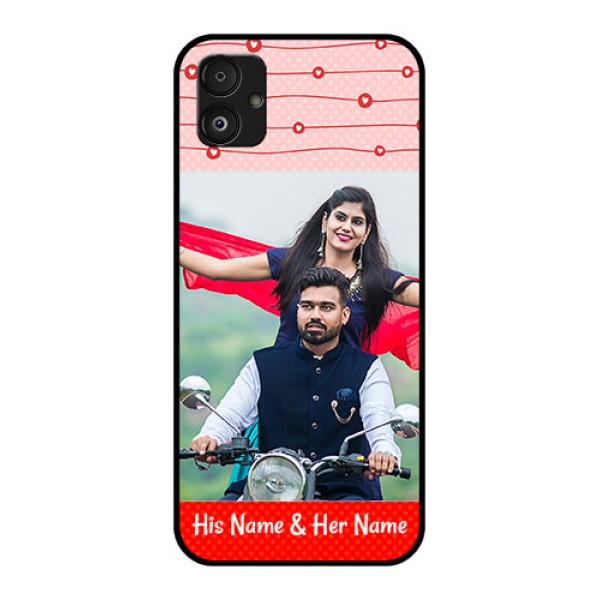 Samsung Galaxy F14 5G Personalized Glass Phone Case - Red Pattern Case Design