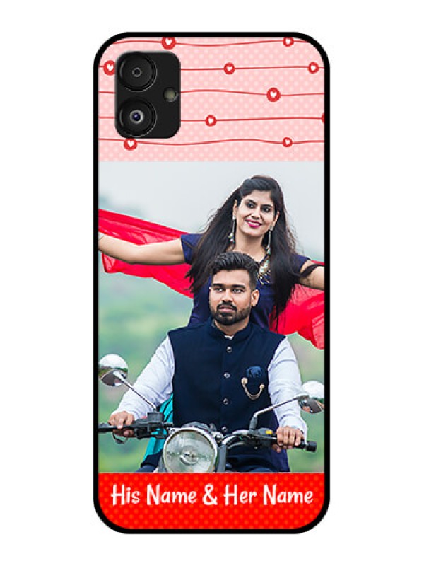 Custom Samsung Galaxy F14 5G Personalized Glass Phone Case - Red Pattern Case Design