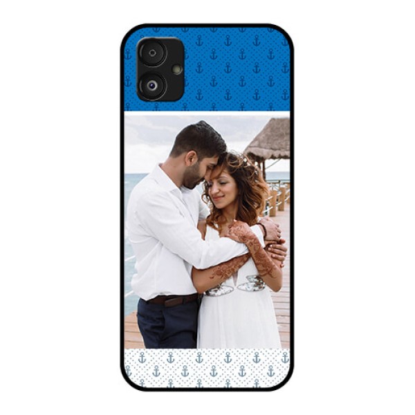 Samsung Galaxy F14 5G Photo Printing on Glass Case - Blue Anchors Design Samsung Galaxy F14 5G Photo Printing on Glass Case - Blue Anchors Design