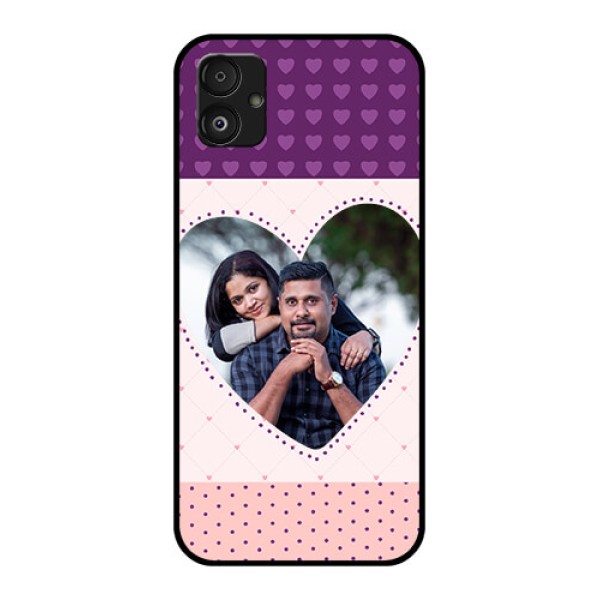 Samsung Galaxy F14 5G Custom Glass Phone Case - Violet Love Dots Design Samsung Galaxy F14 5G Custom Glass Phone Case - Violet Love Dots Design