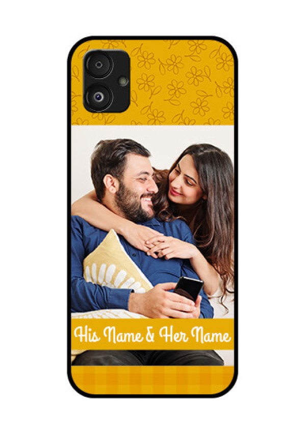 Samsung Galaxy F14 5G Custom Glass Mobile Case - Yellow Floral Design