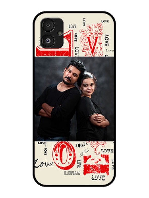 Custom Samsung Galaxy F14 5G Photo Printing on Glass Case - Trendy Love Design Case