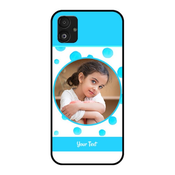 Samsung Galaxy F14 5G Photo Printing on Glass Case - Blue Bubbles Pattern Design Samsung Galaxy F14 5G Photo Printing on Glass Case - Blue Bubbles Pattern Design