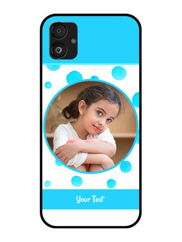 Custom Samsung Galaxy F14 5G Photo Printing on Glass Case - Blue Bubbles Pattern Design