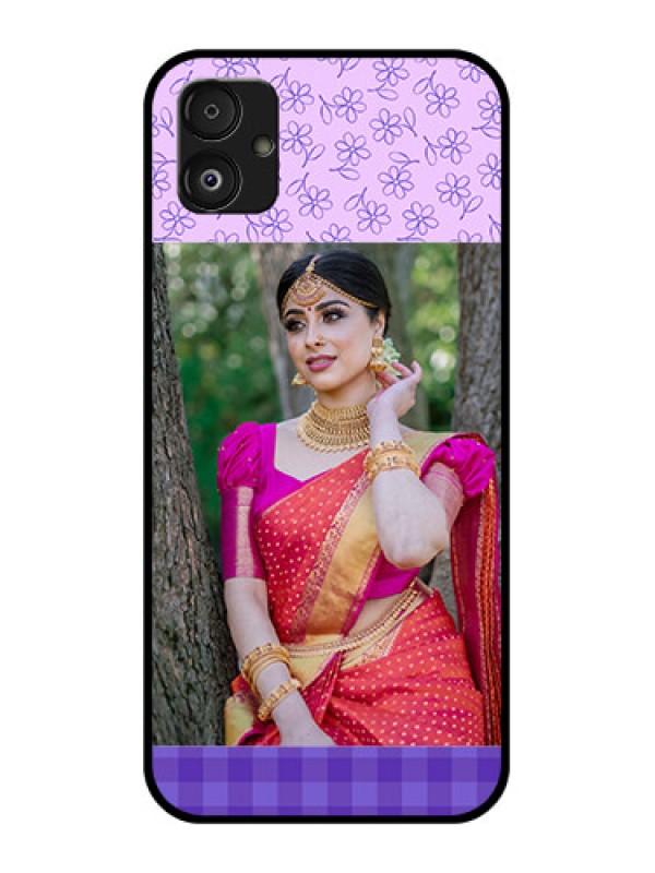 Custom Samsung Galaxy F14 5G Custom Glass Phone Case - Purple Floral Design