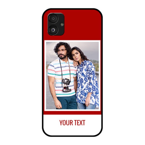 Samsung Galaxy F14 5G Personalized Glass Phone Case - Simple Red Color Design