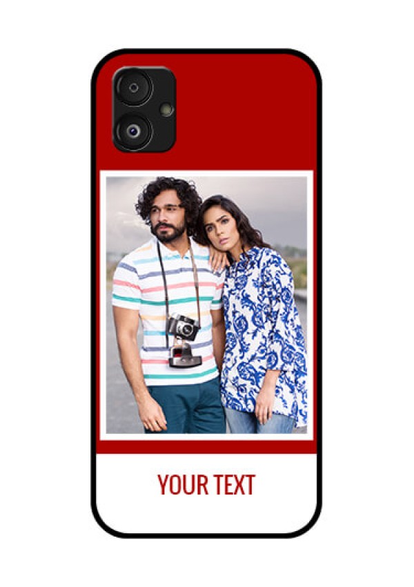Samsung Galaxy F14 5G Personalized Glass Phone Case - Simple Red Color Design