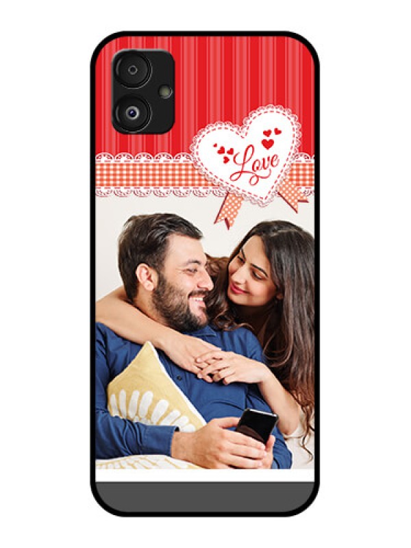 Custom Samsung Galaxy F14 5G Custom Glass Mobile Case - Red Love Pattern Design