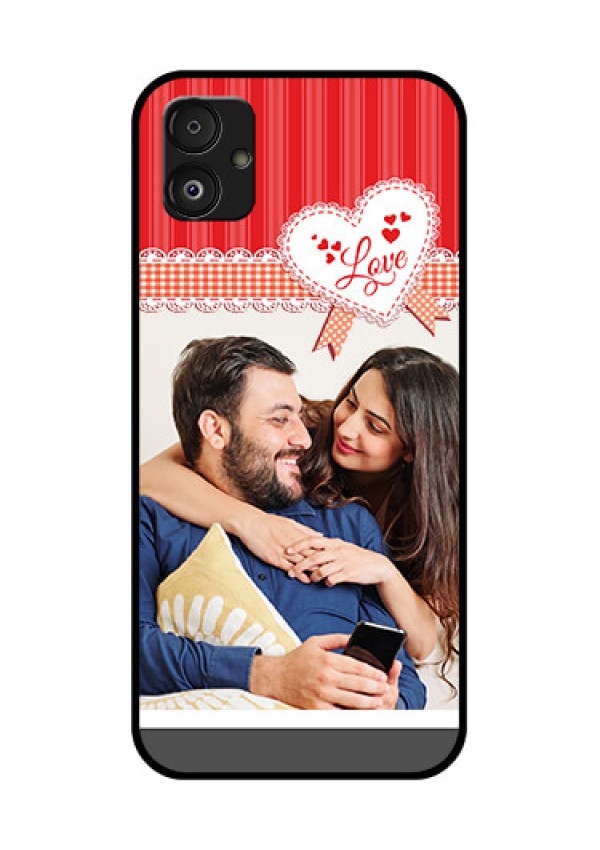 Samsung Galaxy F14 5G Custom Glass Mobile Case - Red Love Pattern Design