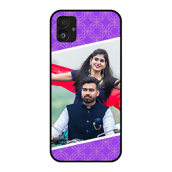 Samsung Galaxy F14 5G Custom Glass Phone Case - Violet Pattern Design Samsung Galaxy F14 5G Custom Glass Phone Case - Violet Pattern Design