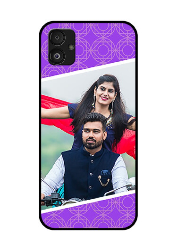 Samsung Galaxy F14 5G Custom Glass Phone Case - Violet Pattern Design