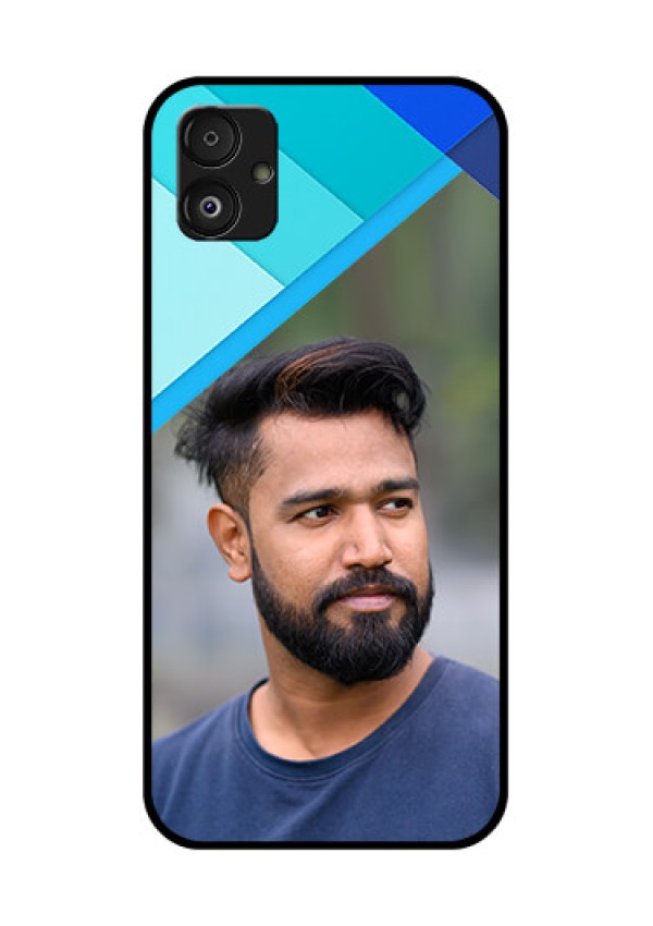 Samsung Galaxy F14 5G Custom Glass Phone Case - Blue Pattern Design