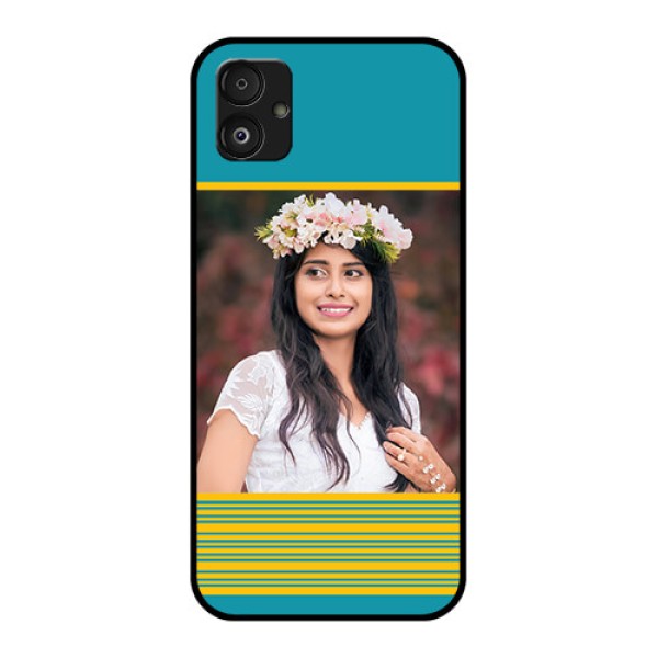 Samsung Galaxy F14 5G Custom Glass Phone Case - Yellow & Blue Design Samsung Galaxy F14 5G Custom Glass Phone Case - Yellow & Blue Design