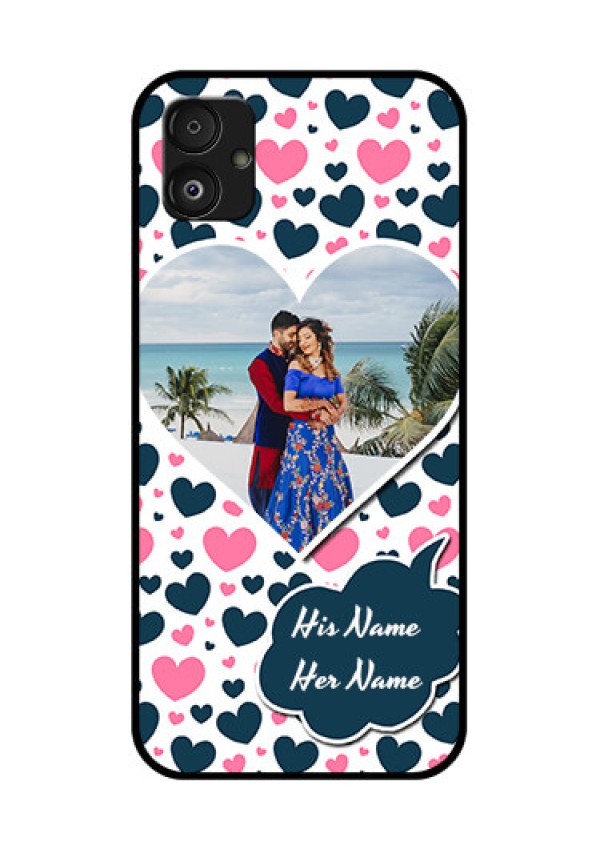 Samsung Galaxy F14 5G Custom Glass Phone Case - Pink & Blue Heart Design
