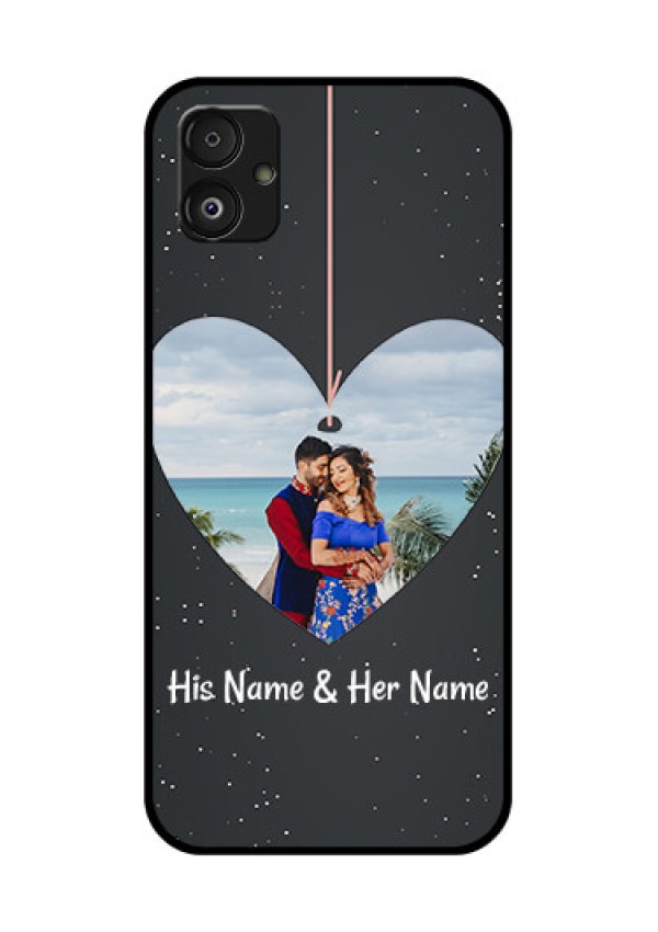 Samsung Galaxy F14 5G Custom Glass Phone Case - Hanging Heart Design