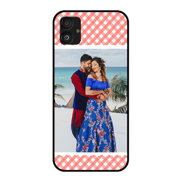 Samsung Galaxy F14 5G Personalized Glass Phone Case - Pink Pattern Design Samsung Galaxy F14 5G Personalized Glass Phone Case - Pink Pattern Design