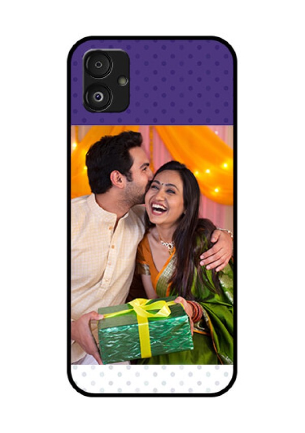Samsung Galaxy F14 5G Personalized Glass Phone Case - Violet Pattern Design