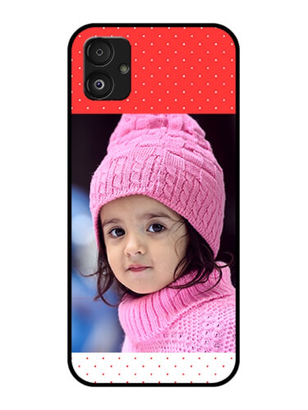 Custom Samsung Galaxy F14 5G Photo Printing on Glass Case - Red Pattern Design
